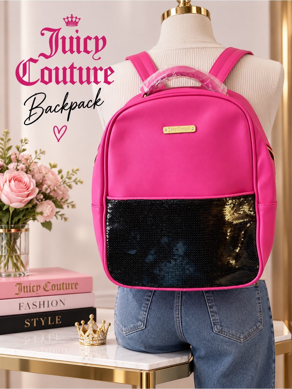 Juicy Couture Pink Sequin Accent Backpack - NWOT